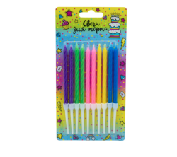 Изображение Свечи для торта "Пастель" с держателями 10 см (10 шт)